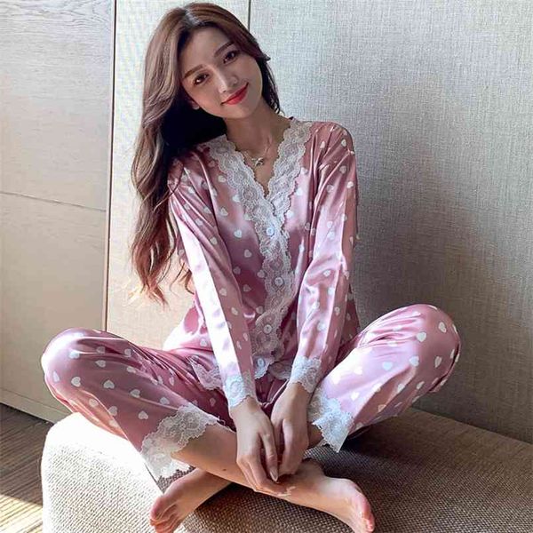 pajamas women's silk thin section summer printing love long-sleeved loose imitation two-piece home service 210520, White
pajamas women's silk thin section summer printing love long-sleeved loose imitation two-piece home service 210520, White