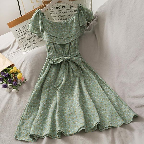 summer women dress chic ruffled sash bandage short boho korean vintage floral print mini beach dresses casual, Black;gray
summer women dress chic ruffled sash bandage short boho korean vintage floral print mini beach dresses casual, Black;gray