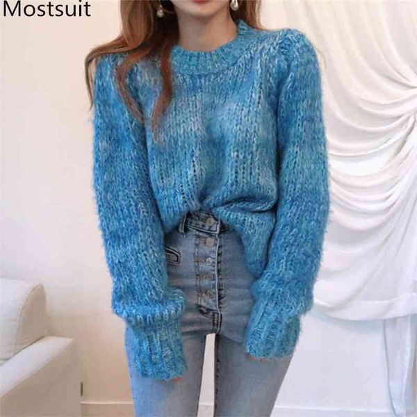 spring korean solid knitted pullover sweater women long sleeve o-neck warm casual fashion loose sweaters blue green 210518, White;black
spring korean solid knitted pullover sweater women long sleeve o-neck warm casual fashion loose sweaters blue green 210518, White;black