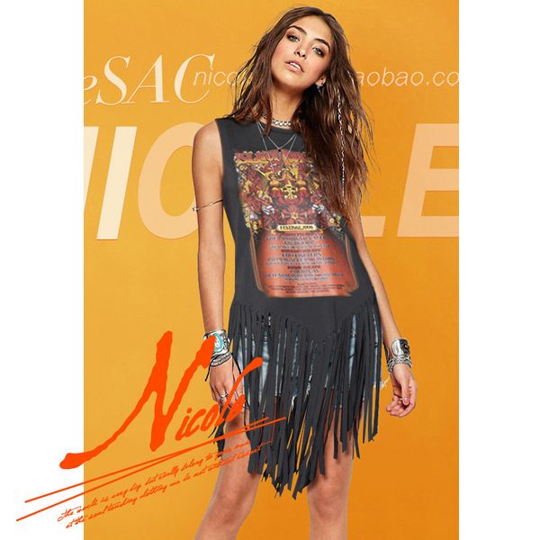 fashion t shirt summer style loose and thin letter printing tassel sleeveless medium length vest trendy girl, White
fashion t shirt summer style loose and thin letter printing tassel sleeveless medium length vest trendy girl, White