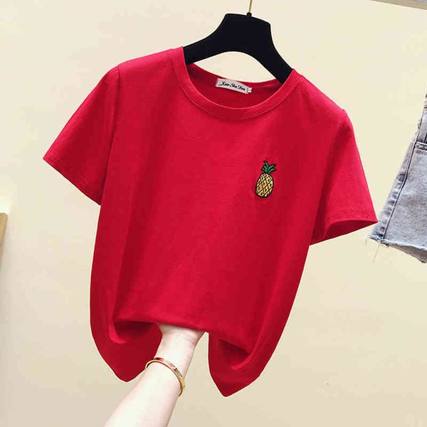 women's t-shirt embroidered cotton shirt, short sleeve, summer casual, y8t1, White
women's t-shirt embroidered cotton shirt, short sleeve, summer casual, y8t1, White