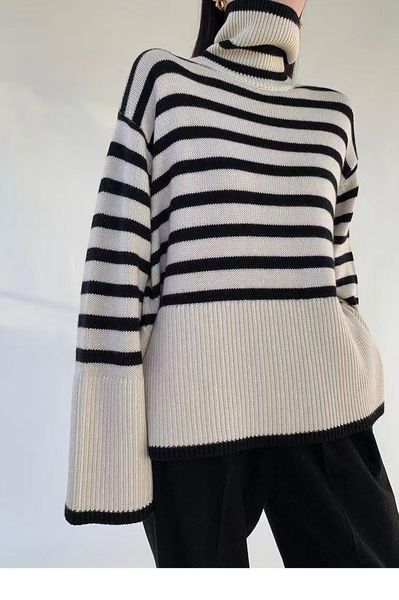 women's sweaters cashmere sweater autumn/winter 2021 ladies high-neck thick striped pullover casual knitted oversized women jacket kor, White;black
women's sweaters cashmere sweater autumn/winter 2021 ladies high-neck thick striped pullover casual knitted oversized women jacket kor, White;black