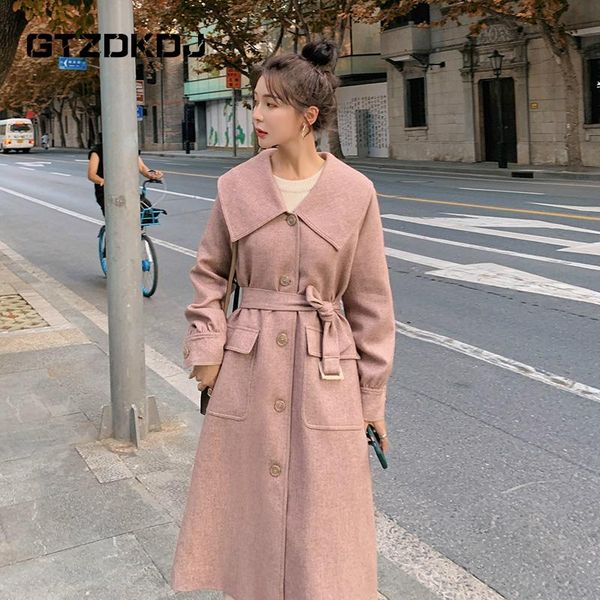 women's wool & blends 2021 autumn winter pink jacket coat women long woolen girlish casual slim coats, Black
women's wool & blends 2021 autumn winter pink jacket coat women long woolen girlish casual slim coats, Black