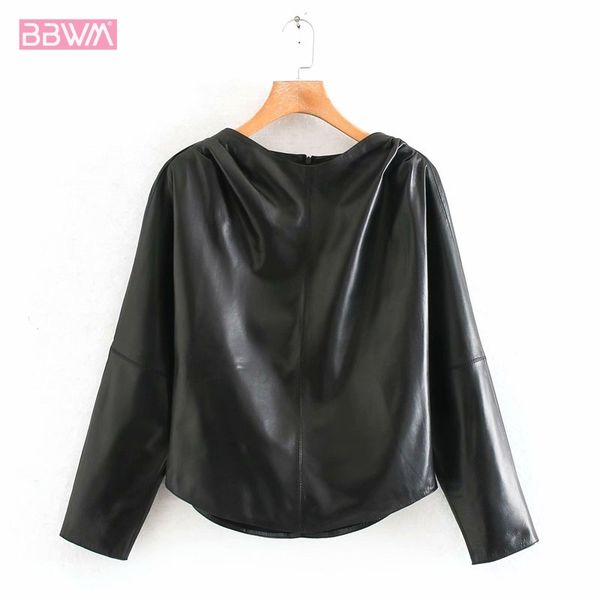 vintage faux leather round neck long sleeve pullover jacket coat women's pu fashion female chic 210507, Black
vintage faux leather round neck long sleeve pullover jacket coat women's pu fashion female chic 210507, Black