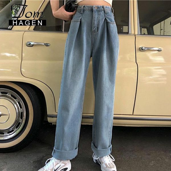 women's jeans straight high waist women boyfriends female loose vintage mom femme spring summer ladies trousers denim cowboy pants, Blue
women's jeans straight high waist women boyfriends female loose vintage mom femme spring summer ladies trousers denim cowboy pants, Blue