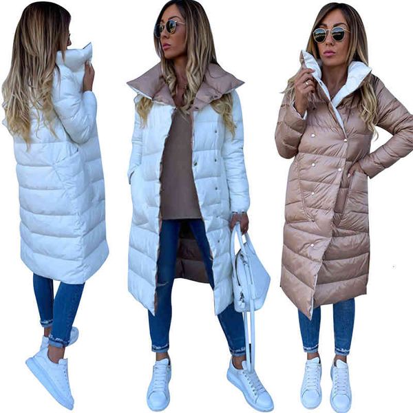 women's down & parkas women double-sided coat winter warm long jacket casual solid colour ladies outwear cotton abrigos mujer invierno, Black
women's down & parkas women double-sided coat winter warm long jacket casual solid colour ladies outwear cotton abrigos mujer invierno, Black