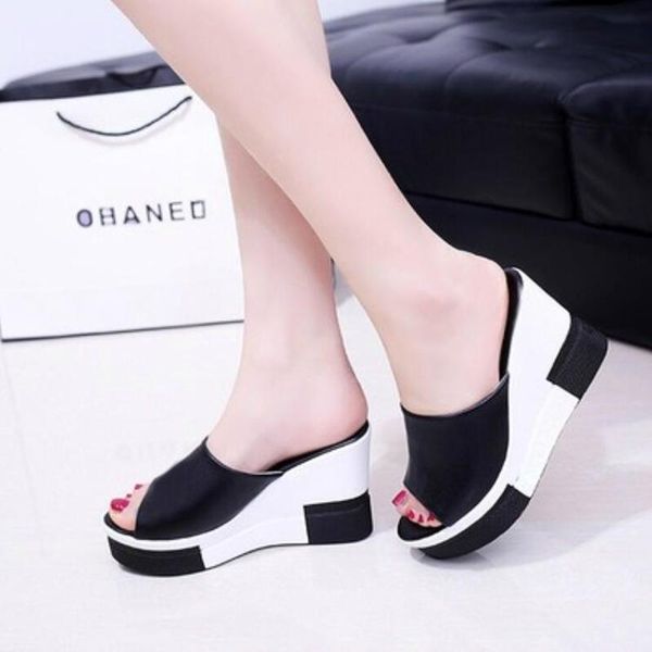 slippers summer women platform sandals shoes woman slides beach slip-on round toe white flip flops, Black
slippers summer women platform sandals shoes woman slides beach slip-on round toe white flip flops, Black