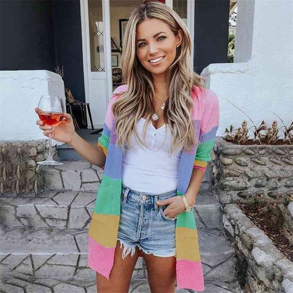knitted rainbow sweater cardigans women vintage stipe long autumn winter causal hollow out pink cardigan 210427, White;black
knitted rainbow sweater cardigans women vintage stipe long autumn winter causal hollow out pink cardigan 210427, White;black