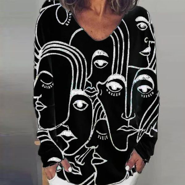 vintage abstract print v neck blouse shirt women 2021 autumn long sleeve loose pullover casual streetwear plus size blusas, White
vintage abstract print v neck blouse shirt women 2021 autumn long sleeve loose pullover casual streetwear plus size blusas, White