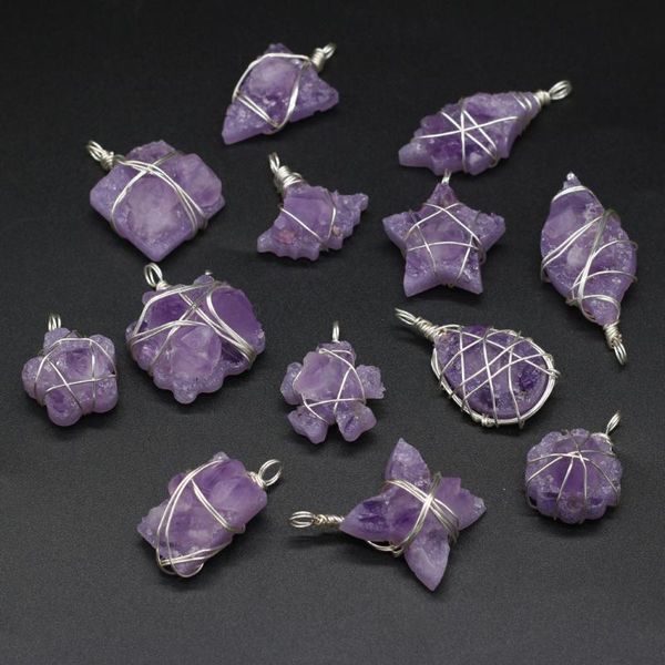 charms natural semi-precious stone hand-wound silver thread irregular mineral block amethyst pendantdiy earring necklace jewelry making, Bronze;silver
charms natural semi-precious stone hand-wound silver thread irregular mineral block amethyst pendantdiy earring necklace jewelry making, Bronze;silver