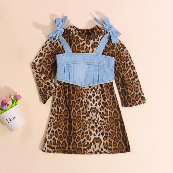girl's dresses fashion toddler girls 2pcs fall outfits suit long sleeve leopard a-line dress+bow tie strap denim camisole set for kids, Red;yellow
girl's dresses fashion toddler girls 2pcs fall outfits suit long sleeve leopard a-line dress+bow tie strap denim camisole set for kids, Red;yellow