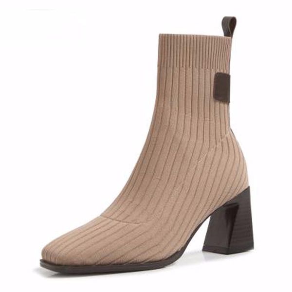 black apricot women knit elastic socks boots shoes elegant square toe ankle stretched fabric chunky heel
black apricot women knit elastic socks boots shoes elegant square toe ankle stretched fabric chunky heel