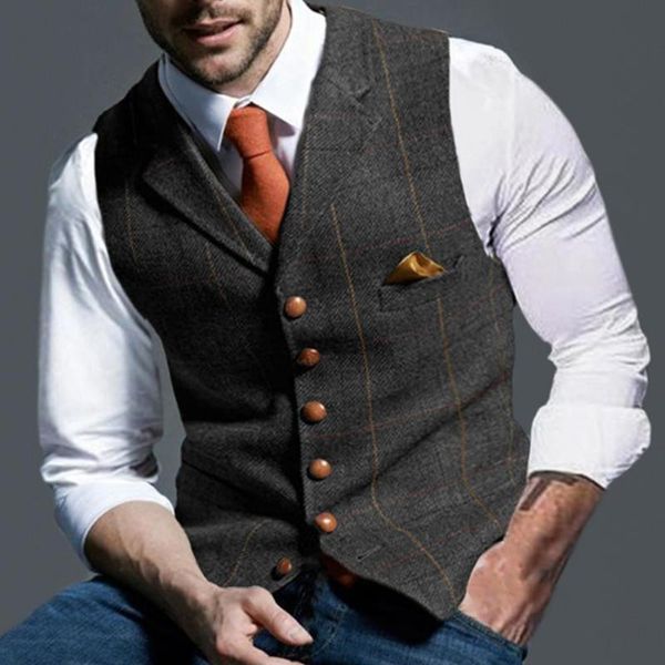 men's jackets vintage handsome plaid men vest coat formal waistcoat single-breasted for filming, Black;brown
men's jackets vintage handsome plaid men vest coat formal waistcoat single-breasted for filming, Black;brown