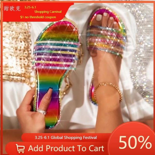 women slippers 2021 summer large women's shoes flat bottom diamond beach sandal light and wear resistant 35-43, Black
women slippers 2021 summer large women's shoes flat bottom diamond beach sandal light and wear resistant 35-43, Black
