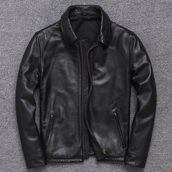 men's leather & faux middle age leisure time male genuine clothing head layer pure cowhide lapel short fund loose coat single, Black
men's leather & faux middle age leisure time male genuine clothing head layer pure cowhide lapel short fund loose coat single, Black