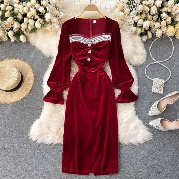 casual dresses singreiny women vintage velour dress french lace square collar long sleeve slim autumn elegant split midi, Black;gray
casual dresses singreiny women vintage velour dress french lace square collar long sleeve slim autumn elegant split midi, Black;gray