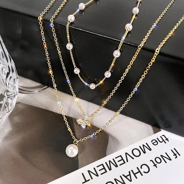 girls golden multi-layer butterfly pearl necklace fairy style clavicle chain temperament simple jewelry gift pendant necklaces, Silver
girls golden multi-layer butterfly pearl necklace fairy style clavicle chain temperament simple jewelry gift pendant necklaces, Silver