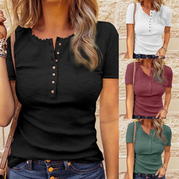 women's t-shirt female solid button o-neck short sleeve t-shirts for women breathable casual streetwear camisetas mujer, White
women's t-shirt female solid button o-neck short sleeve t-shirts for women breathable casual streetwear camisetas mujer, White