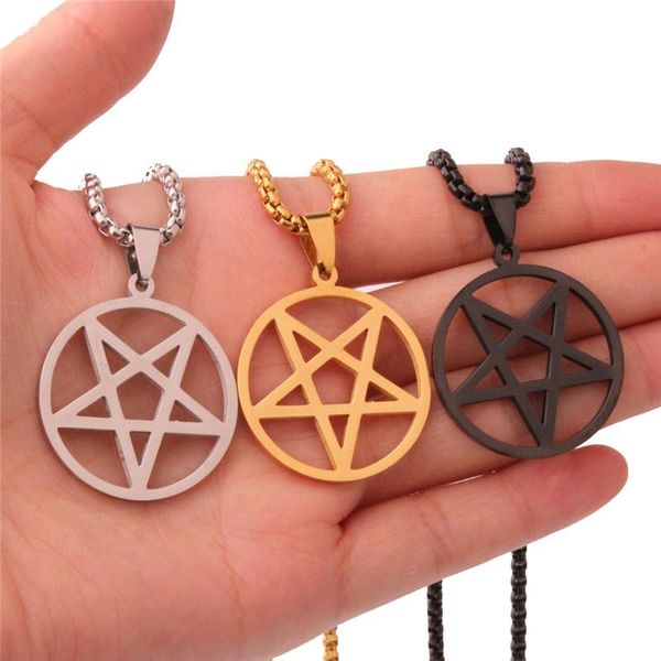 pendant necklaces 2021 european and american style retro pentagram star trendy men's titanium steel necklace for men women, Silver
pendant necklaces 2021 european and american style retro pentagram star trendy men's titanium steel necklace for men women, Silver