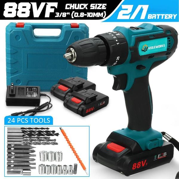 professiona electric drills 88vf 3 in 1 drill screwdriver hammer 25+3 torque 2-speed cordless impact with 2pc 6000mah battery us plug
professiona electric drills 88vf 3 in 1 drill screwdriver hammer 25+3 torque 2-speed cordless impact with 2pc 6000mah battery us plug