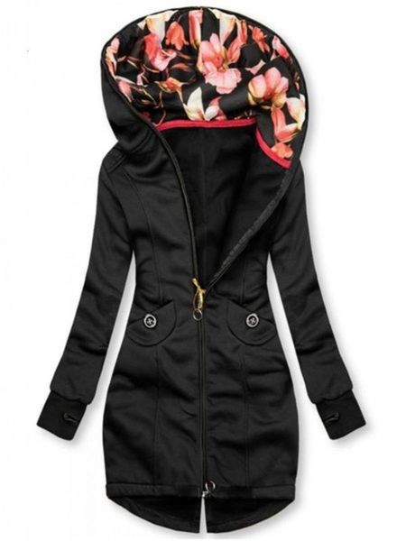 casual dresses windbreaker zipper color matching hooded print long sve coat, Black;gray
casual dresses windbreaker zipper color matching hooded print long sve coat, Black;gray
