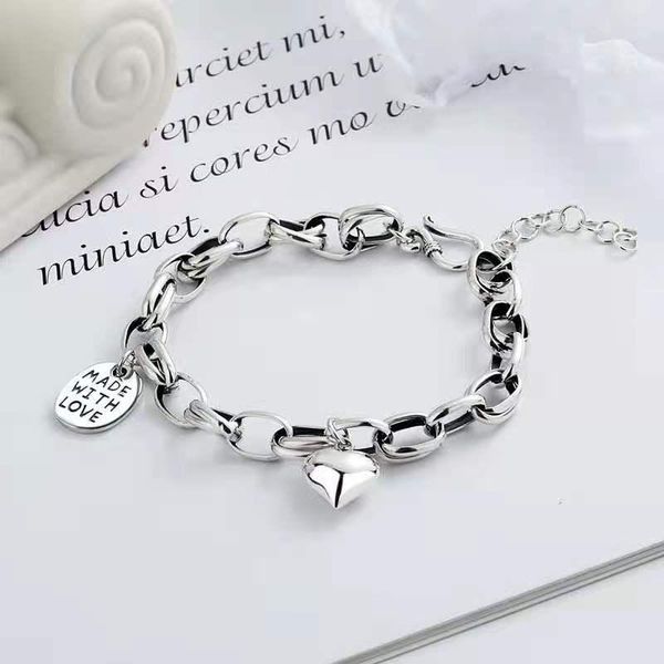 link, chain tide brand fashion casual retro sterling silver s925 heart-shaped bracelet birthday gift to his girlfriend send friends, Black
link, chain tide brand fashion casual retro sterling silver s925 heart-shaped bracelet birthday gift to his girlfriend send friends, Black