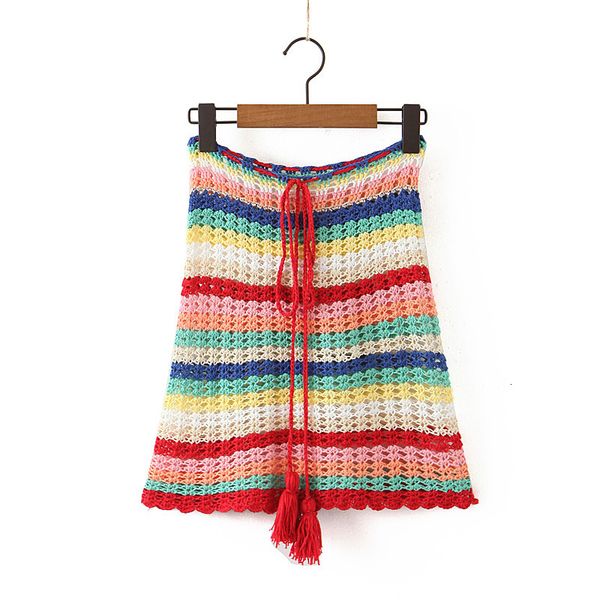 women colorful stripes handmade crochet knitted lace up bohemian bathing suit skirts beach bikini swimwear cover-ups, Black
women colorful stripes handmade crochet knitted lace up bohemian bathing suit skirts beach bikini swimwear cover-ups, Black