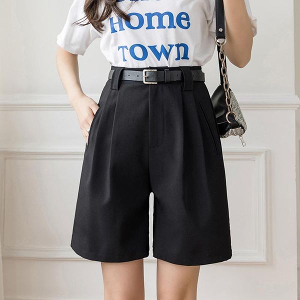 women's shorts white high waist casual sashes women summer wide legs with pocket office lady suit short pants mujer, White;black
women's shorts white high waist casual sashes women summer wide legs with pocket office lady suit short pants mujer, White;black