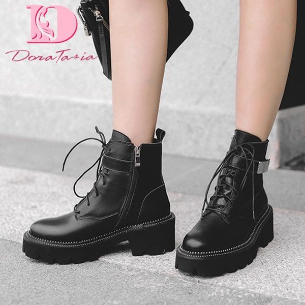 boots doratasia female genuine leather platform thick heels cross tied motorcycle ankle women buckle shoes woman, Black
boots doratasia female genuine leather platform thick heels cross tied motorcycle ankle women buckle shoes woman, Black