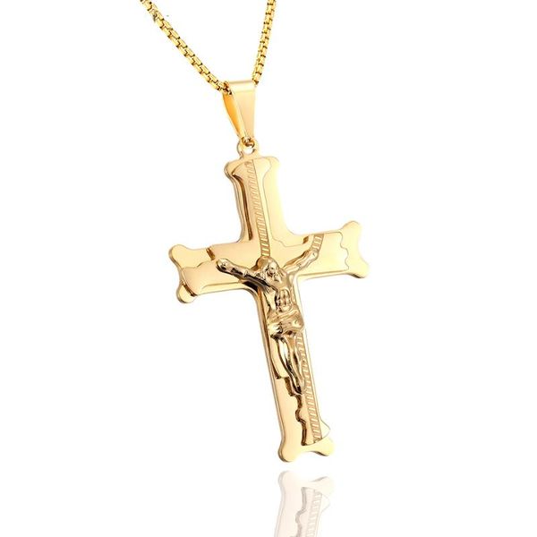 pendant necklaces fashion stainless steel cross for men chain gold color hip hop jesus crucifix necklace male jewelry gift, Silver
pendant necklaces fashion stainless steel cross for men chain gold color hip hop jesus crucifix necklace male jewelry gift, Silver