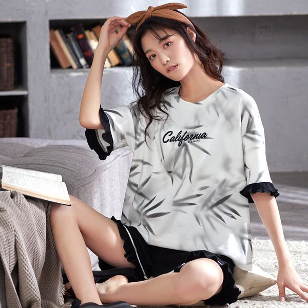 women's sleepwear full cotton ladie's sleepwear cartoon cute pajamas set short sleeve summer home clothes girl's nightwear pi, Black;red
women's sleepwear full cotton ladie's sleepwear cartoon cute pajamas set short sleeve summer home clothes girl's nightwear pi, Black;red