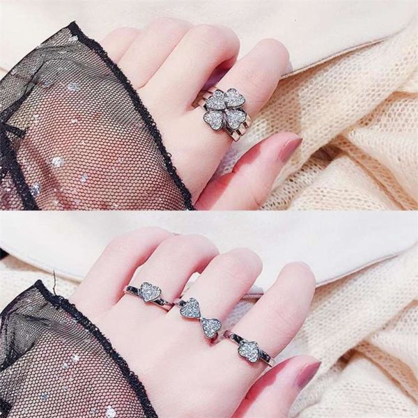 tiktok with same four clover three combinations of temperament, set diamond ring the qixi festival gift, Black
tiktok with same four clover three combinations of temperament, set diamond ring the qixi festival gift, Black