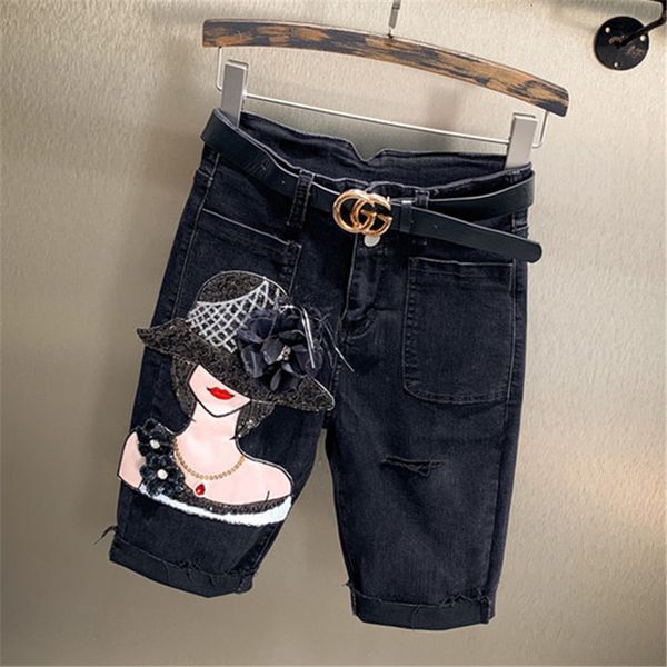 women's jeans plus size woman's black embroidery beauty pattern denim shorts high waist ladies skinny knee length 0udw, Blue
women's jeans plus size woman's black embroidery beauty pattern denim shorts high waist ladies skinny knee length 0udw, Blue