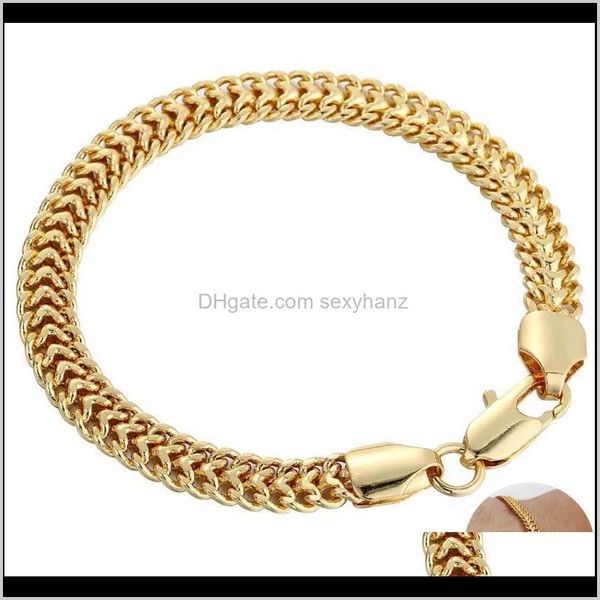 link, drop delivery 2021 6mm wide womens mens bracelets chain yellow gold color double cut curb cuban bismark link bracelet jewelry lg, Black
link, drop delivery 2021 6mm wide womens mens bracelets chain yellow gold color double cut curb cuban bismark link bracelet jewelry lg, Black