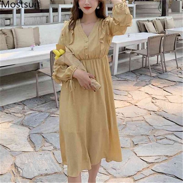 korean elegant chiffon women dress full sleeve v-neck ruffles buttons dresses fashion ladies vestidos femme 210513, Black;gray
korean elegant chiffon women dress full sleeve v-neck ruffles buttons dresses fashion ladies vestidos femme 210513, Black;gray