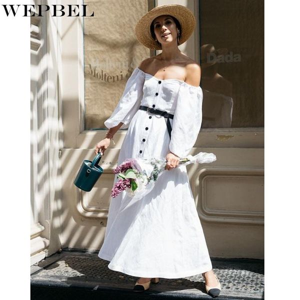mandylandy summer solid color slash neck dress women's casual long sleeve single-breasted strapless high waist split ethnic clothing, Red
mandylandy summer solid color slash neck dress women's casual long sleeve single-breasted strapless high waist split ethnic clothing, Red