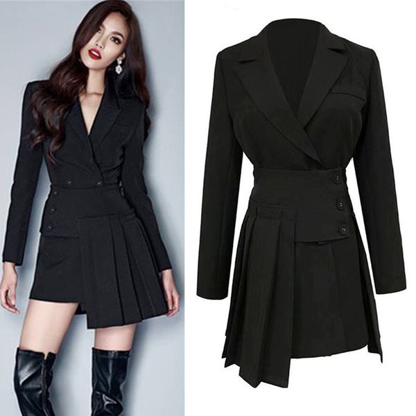 two piece dress women black double breasted blazer coat for office lady and pleated waist wrap skirt suits twinset ns359 gd50, White
two piece dress women black double breasted blazer coat for office lady and pleated waist wrap skirt suits twinset ns359 gd50, White