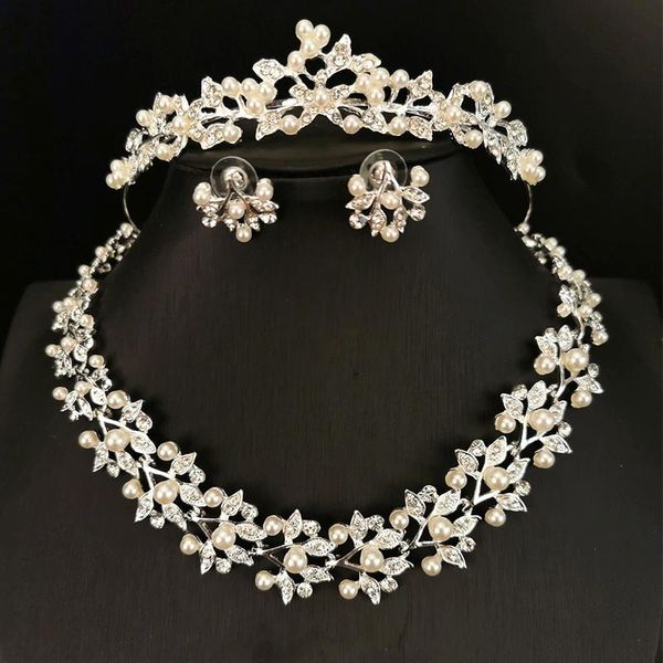 earrings & necklace imitation pearl wedding set women's clothing accessories bride silver color crown three-piece
earrings & necklace imitation pearl wedding set women's clothing accessories bride silver color crown three-piece