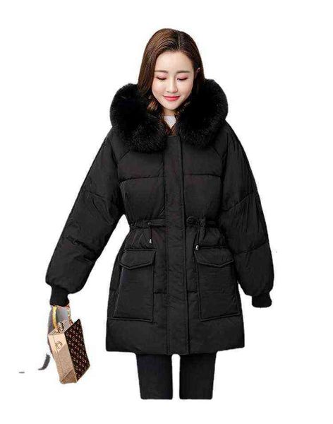 down et women's middle long big collar small korean version thickened waist bread coat fashion warm, Black
down et women's middle long big collar small korean version thickened waist bread coat fashion warm, Black