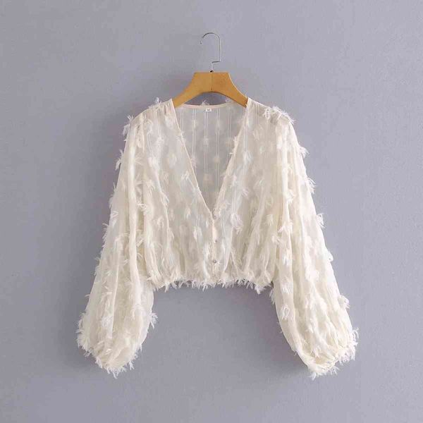 women fashion white v-neck crop feather decoration za short blouse long sleeve summer casual shirt female chic 210521
women fashion white v-neck crop feather decoration za short blouse long sleeve summer casual shirt female chic 210521