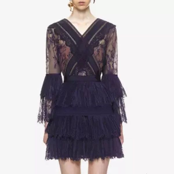 casual dresses women party self portrait lace see though cross v neck ruffle flare sleeve frill layers qz0z, Black;gray
casual dresses women party self portrait lace see though cross v neck ruffle flare sleeve frill layers qz0z, Black;gray