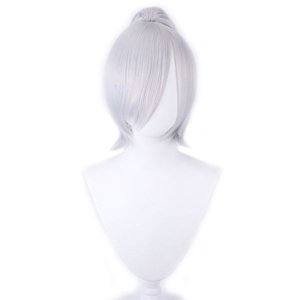 game lol riven the blade of exile cosplay wig silver white short hair role play costume wig with chip ponytail, Black
game lol riven the blade of exile cosplay wig silver white short hair role play costume wig with chip ponytail, Black