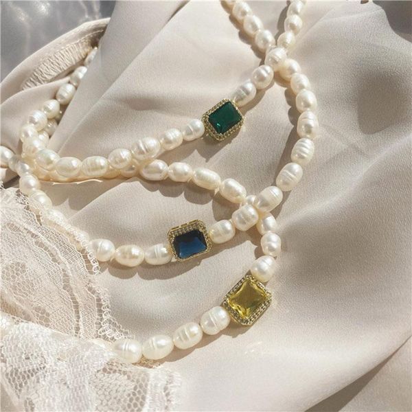 chokers square gemstone freshwater pearl necklace for women french style ot vintage dainty elegant green blue bridemaid gift, Golden;silver
chokers square gemstone freshwater pearl necklace for women french style ot vintage dainty elegant green blue bridemaid gift, Golden;silver