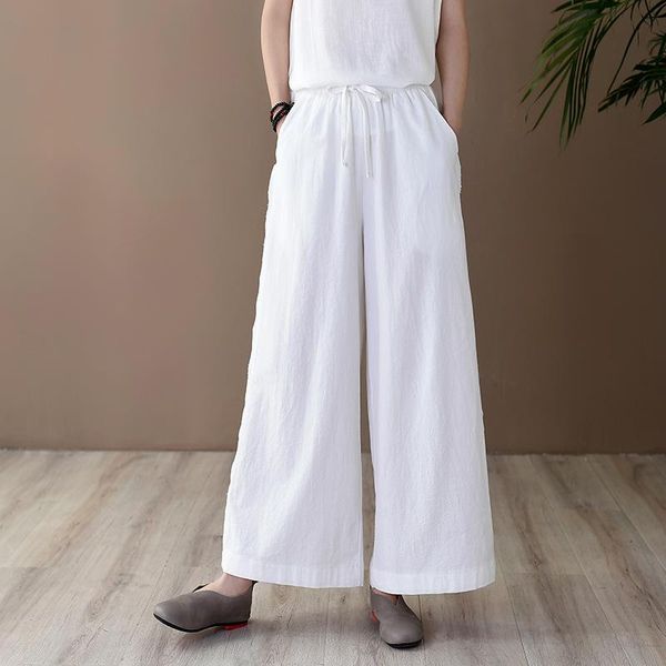 women's pants & capris cotton and linen women clothing casual spring summer wide leg leisure pantalones, Black;white
women's pants & capris cotton and linen women clothing casual spring summer wide leg leisure pantalones, Black;white