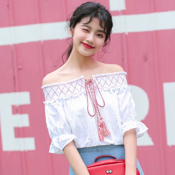 women's blouses & shirts arrival summer korea fashion sweet short sleeve women shirt 100% cotton slash neck hollow out white blo
women's blouses & shirts arrival summer korea fashion sweet short sleeve women shirt 100% cotton slash neck hollow out white blo