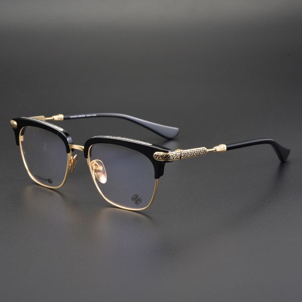 punk style cross flower pure titanium eye myopia glasses men's and women's fashion large ultra light frame, White;black 
punk style cross flower pure titanium eye myopia glasses men's and women's fashion large ultra light frame, White;black