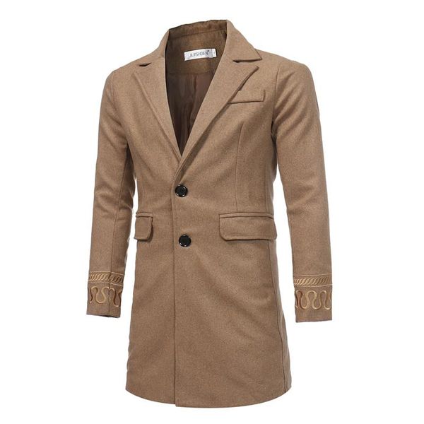 men's wool & blends coat winter embroidery solid color warm long business casual clothing slim lapel blend, Black
men's wool & blends coat winter embroidery solid color warm long business casual clothing slim lapel blend, Black