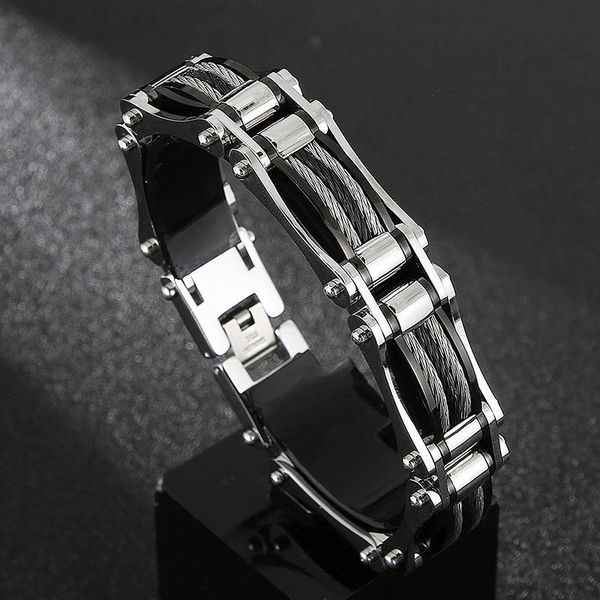 link, chain men jewelry bracelets simple fashion steel wire rope bicycle titanium bracelet wholesale, Black
link, chain men jewelry bracelets simple fashion steel wire rope bicycle titanium bracelet wholesale, Black