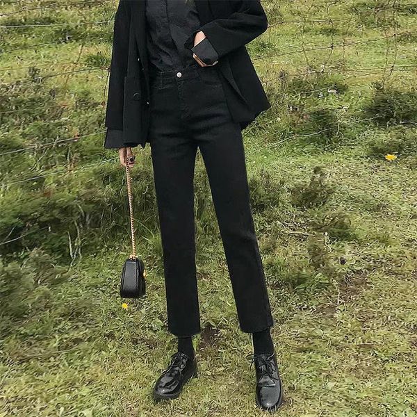 women's jeans woman pants black autumn winter high waist loose straight pantalones vaqueros mujer, Blue
women's jeans woman pants black autumn winter high waist loose straight pantalones vaqueros mujer, Blue