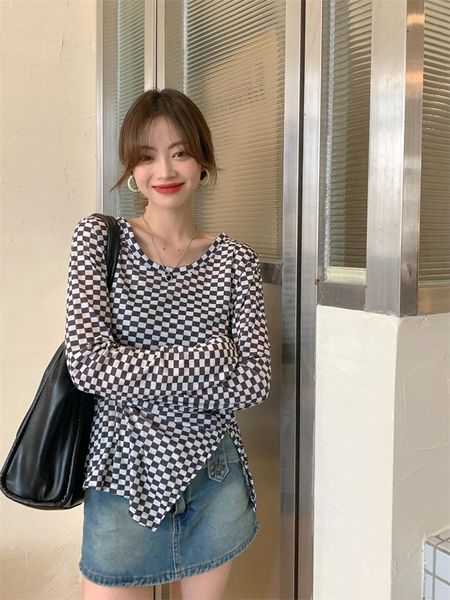 women's t-shirt plaid black spring t-shirts women vintage shirts loose streetwear long sleeve harajuku split boyfriend o-neck pullover, White
women's t-shirt plaid black spring t-shirts women vintage shirts loose streetwear long sleeve harajuku split boyfriend o-neck pullover, White